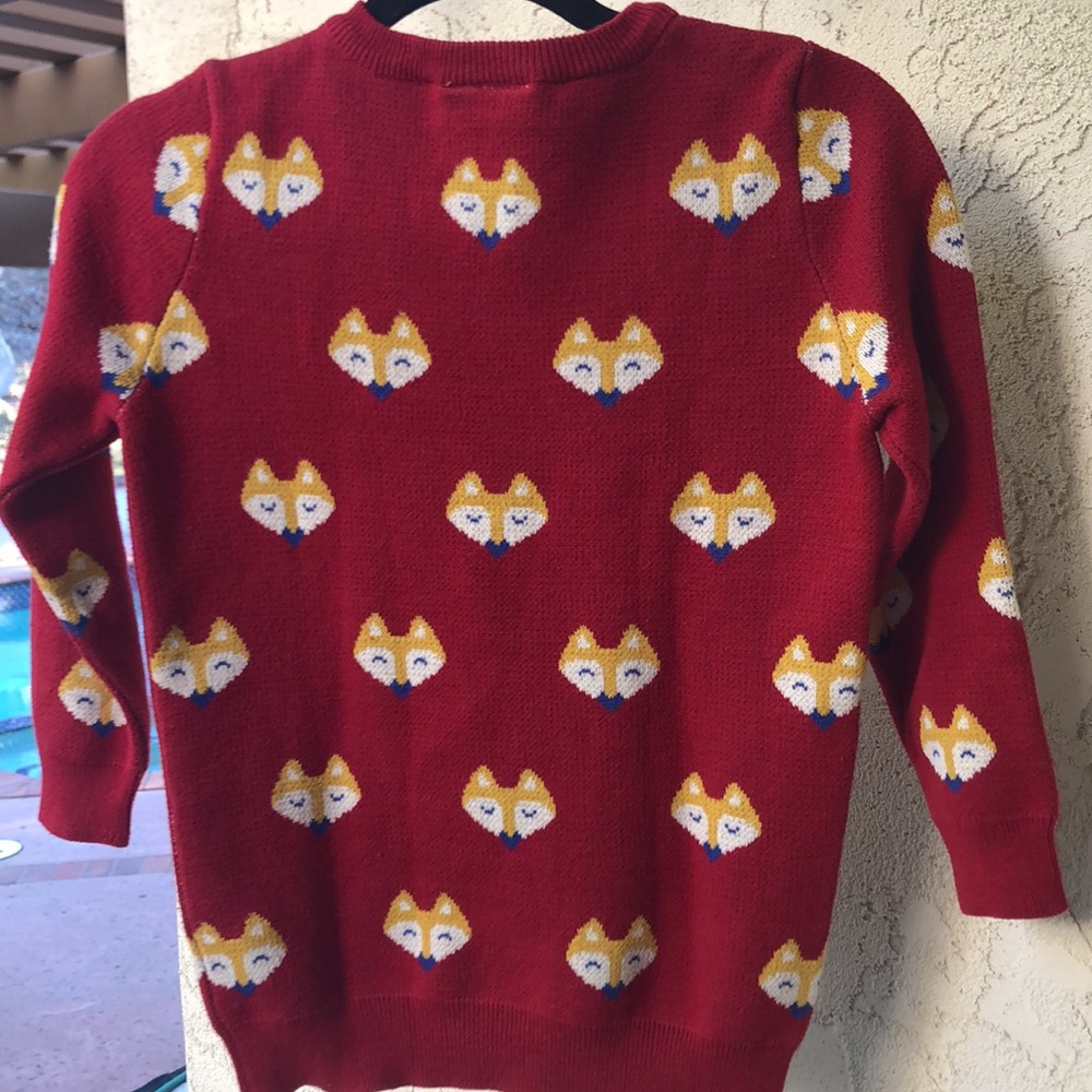 Modcloth Red Sweater With Fox Pattern - image 5